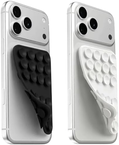 (2 Pack) Double Sided Suction Phone Case Detachable Mount, White & Black by Mnyatr