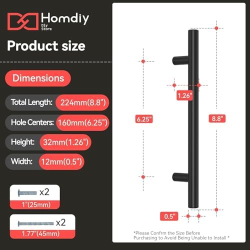 homdiy 45Pack 6-1/4in Cabinet Handles Black Kitchen Cabinet Pulls Drawer Pulls for Dresser Drawers - Image 4