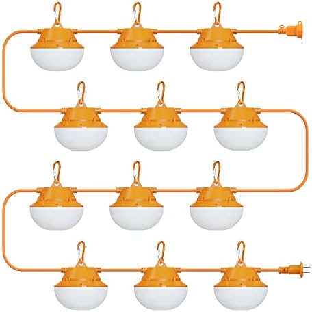 RIUVAO 120FT Construction String Lights 180W String Work Light for Construction Jobsites, 18000Lumen Temporary Construction Work Lighting for Wide Application by LightupEveryCorner