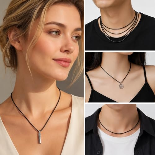 10 Pcs Leather Cord Necklace Black Leather Necklace Cord Polyester - Image 5