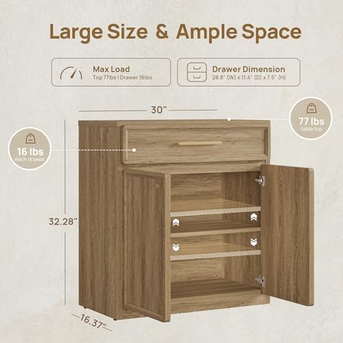 SICOTAS Buffet Cabinet with Storage Tall Modern Accent Storage Cabinet with Doors and Shelves 60 inch Wide Wooden Sideboard Credenza Buffets Console Table Coffee Bar for Kitchen Dining Living Room - Image 3