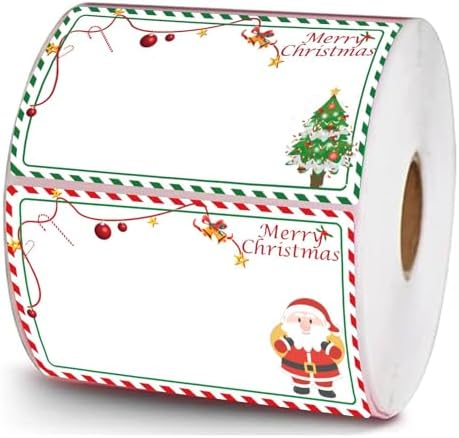 Merry Christmas Direct Thermal Labels Stickers Watercolor Small Business Thermal Stickers 1.25x2.25 Inch Multi-Purpose Thermal Sticker Labels Printer for Inventory, Address, Name Gift Tag 500 Pcs by wootile