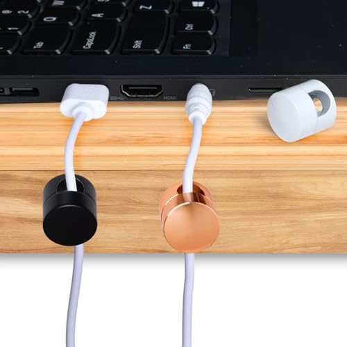 SmallCat 3 Sets Charger Holders for Cords, Adjustable Cable Anchor Holders, Adhesive Metal Cord Clips, Cable Management Wire Organizers for Desk, Office, Nightstand - Matte Black, White, Rose Gold - Image 6