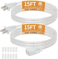 15 Ft Clear Extension Cord Indoor Thin, Male to Female, 2 Pack by haultop