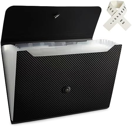 Expanding File Folder File Organizer 13 Pockets Accordion Filing Folder Expandable File Folder for Documents Aesthetic Paper Organizer Folder for Work, School, Home, Office, Black Transparent - Image 6