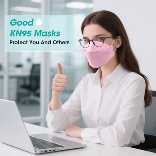 LEMENT KN95 Face Masks,50 Pack Breathable Dust Safety Mask For Adult, Pink - Image 7
