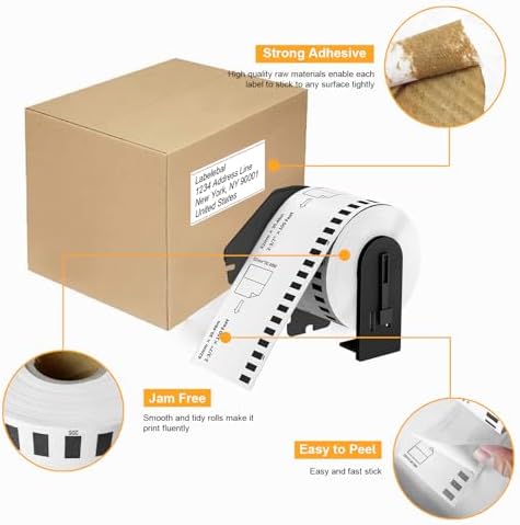 (12 Rolls + 1 Frame,30.48m Per Roll 3-Proof) Labelebal Dk 2-3/7" x 100' Direct Thermal Continuous Length Labels Replacement for DK-2205 Shipping Mailing Postage Compatible for Brother QL Printer - Image 3