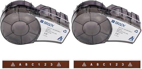 Brady Authentic (M21-375-595-BR) All-Weather Vinyl Label for Indoor/Outdoor ID, Lab and Equipment Labeling, White on Brown- ForM210, M210-LAB, M211, BMP21-PLUS and BMP21-LAB Printers, 375" W, 21' L by BradyCorp