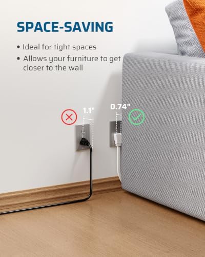 DEWENWILS 2 Pack White 3FT 3 Outlet Flat Extension Cord 16/3, ETL Listed - Image 4