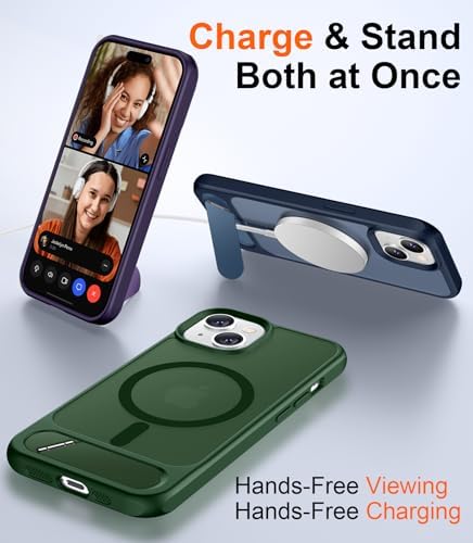 Temdan Magnetic Compatible with iPhone 14 Case/iPhone 13 Case,[Built-in Invisible Kickstand][Compatible with MagSafe][Military Grade Shockproof] Slim Translucent Matte Phone Case for iPhone 14/13 6.1" - Image 3