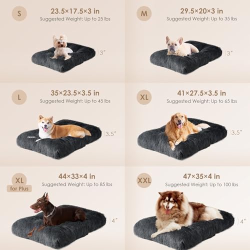 EHEYCIGA Fluffy Dog Crate Bed for Small Dogs, Plush Crate Pad, Dark Grey - Image 3
