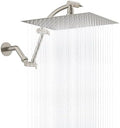 Hibbent All Metal 12'' Rain Shower Head, 16'' Extension Arm, Brushed Nickel by Hibbent