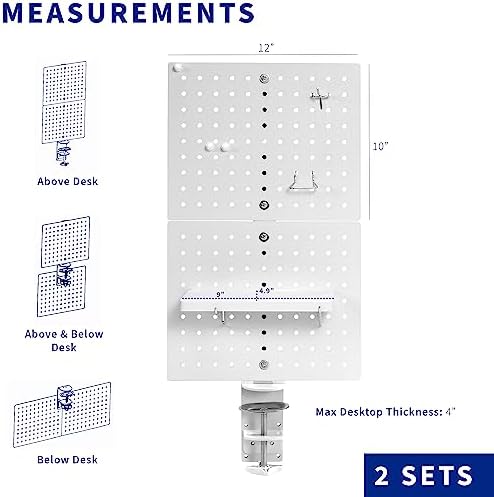 VIVO White Clamp-on 20 x 24 inch Desk Pegboard, PP-DK24W - Image 3