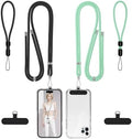 takyu Phone Lanyard, 2 Pack Adjustable Cell Phone Lanyard Crossbody Neck Strap & 2 Pack Phone Wrist Strap with Tether Tabs Compatible for iPhone Android Smartphones-Black Green by Takyu