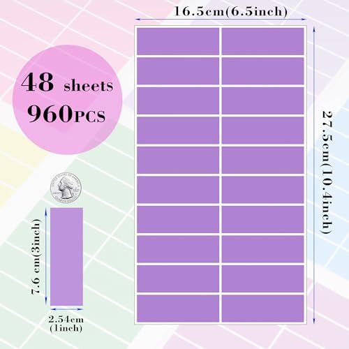 960 PCS Colored Labels Stickers,3 x 1 inch,12 Colors File Folder Labels - Image 3