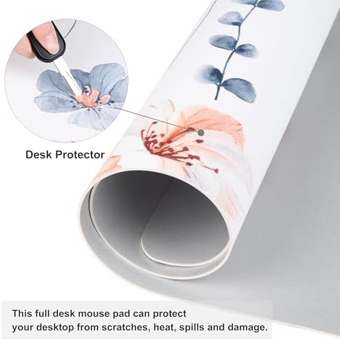 QIYI PU Leather Large Mouse Pad, Waterproof Desk Mat, 31.5" x 11.8", Sprigs - Image 3