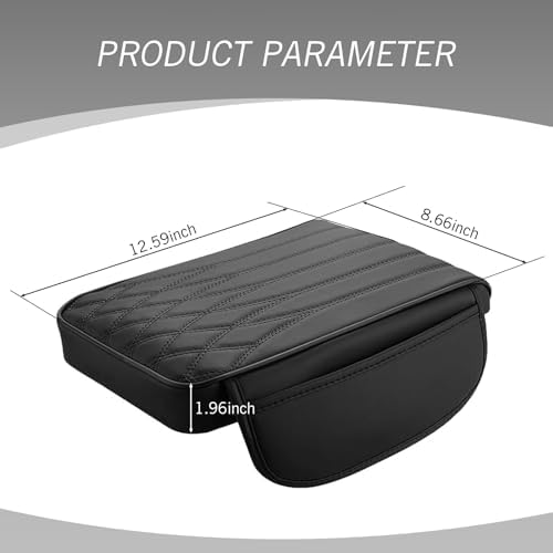 Car Armrest Pad, Car Center Console Cover Memory Cotton Elbow Pressure Relief Mat, Multi-Functional Anti-Scratch Protective Pad with Side Storage Pockets, Universal for Cars (Black) - Image 2