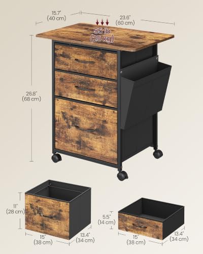 VASAGLE 3-Drawer File Cabinet, Mobile Printer Stand with Storage - Image 3