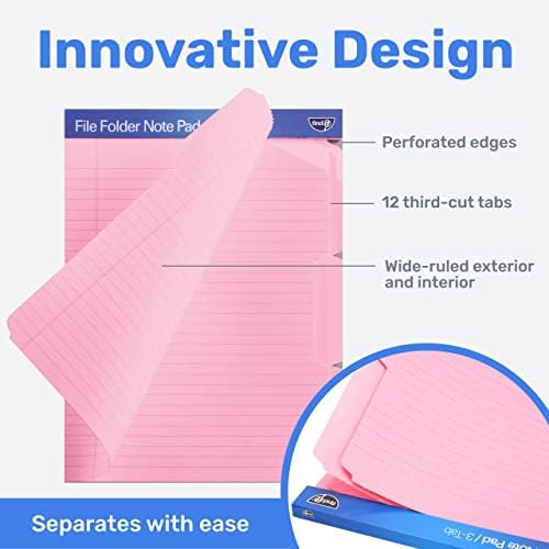 Find It File Folder Notepad, 12-Ct 3rd-Cut Tab Organizer Folders, Pink - Image 3
