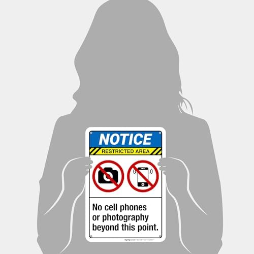 No Cell Phones Or Photography Beyond This Point Sign, ANSI Notice Sign, - Image 4