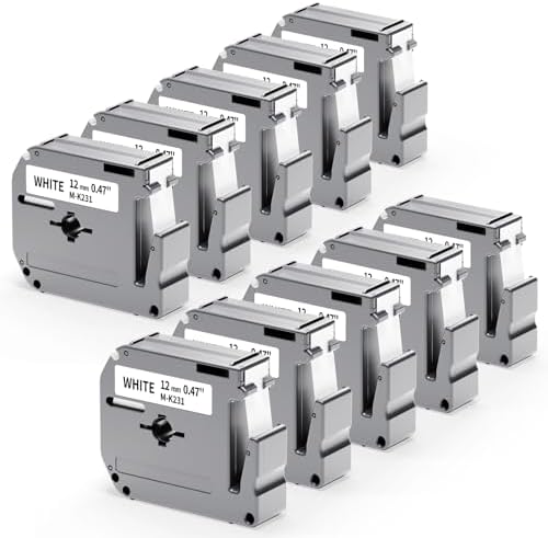 10 Pack Labelife M-K231s Label Tape Replace for Brother P Touch M Tape by Labelife