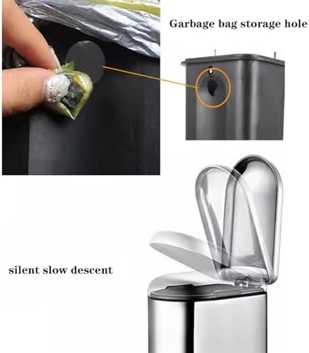 Modern Stainless Steel Step Trash Can with Silent Close Lid for Home Kitchen and Bathroom Sleek Gray Finish - Image 6