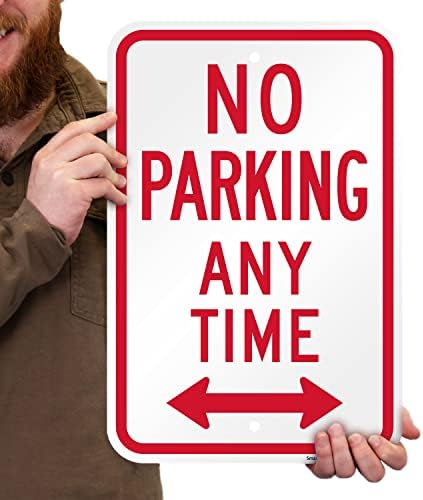 SmartSign 18 x 12 inch “No Parking Any Time” Metal Sign with Bidirectional Arrow, 120 mil Aluminum Composite (ACM), Engineer Grade Reflective Material, Red and White - Image 2
