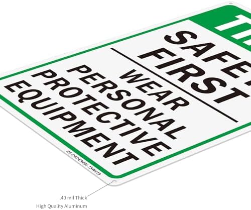 Think Safety First Sign- 2 Pack, 10x14 Inches Wear Personal Protective Equipment Sign, Aluminum Reflective Indoor or Outdoor Use- UV Protected-Fade Resistance- Weatherproof - Image 4