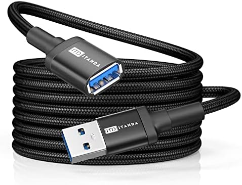 USB Extension Cable 10FT USB 3.0 Extender Type A Male to Female Cord Black by ITDITANDA