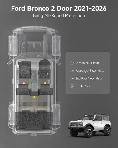 3W Floor Mats & Cargo Liner for 2021-2026 Ford Bronco 2 Door - Image 4