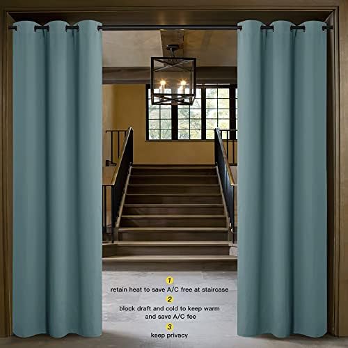 NICETOWN Temporary Portable Curtains for Sidelight Door, Insulating Privacy Soundproof Bifold Doors for Sliding Closet Doorway Entrance Hallway (1 Piece, 5ft Wide x 8ft Long, Greyish Blue) - Image 2
