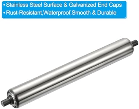 PATIKIL Conveyor Roller 3" Diameter 14" Length, 2 Pack Stainless Steel Transmission Replacement Part Galvanized End, Silver - Image 3