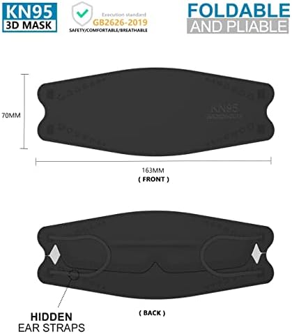 LEVENIS KN95 Face Masks 50 Pack, Breathable Comfortable and Disposable KN95 Mask, Black - Image 2