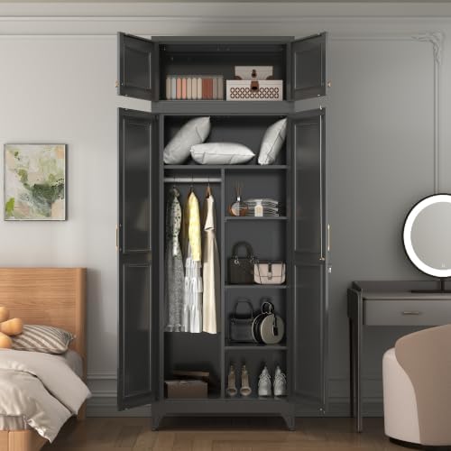 SteeLoong Armoire Wardrobe Closet,86" H Wardrobe Cabinet with Locking Doors - Image 2