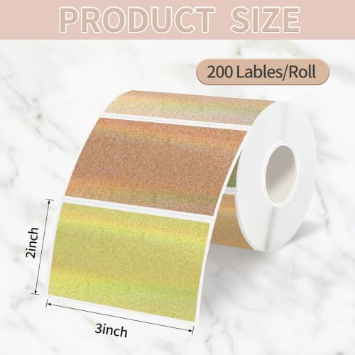 3"x2" Holographic Thermal Label,Self-Adhesive Rectangle Thermal Sticker for Logo Design,Price Tag,Thanks Card,Address,QR Code（Morandi Dots） - Image 2