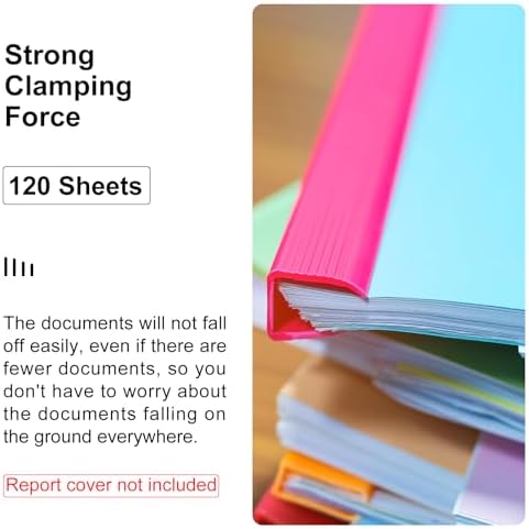 PATIKIL 30Pcs Binding Bars, 13x15mm Binding Bars Slide Grip 120 Sheets Capacity A4 Size Report Binder Presentation Binder for Study Office Report Cover Resume, Red - Image 3