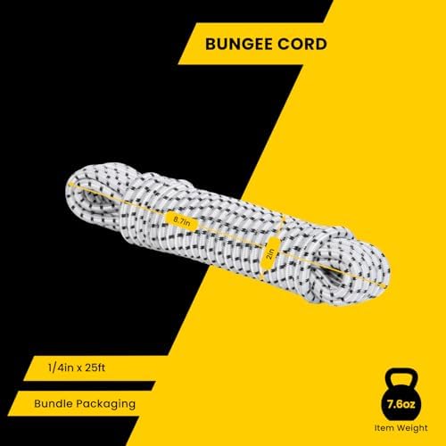 Brotree Bungee Cords 1/4" x 25ft Elastic Shock Cord 100% Stretch Cord - Image 2