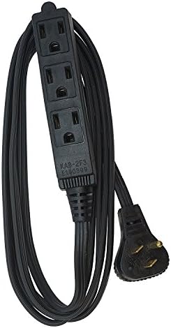 Woods 2243 16/3 Flat Indoor Extension Cord, 8-Foot, 3 Grounded Outlets, Right Angled Plug, Space Saving Design, UL Listed, Black - Image 4