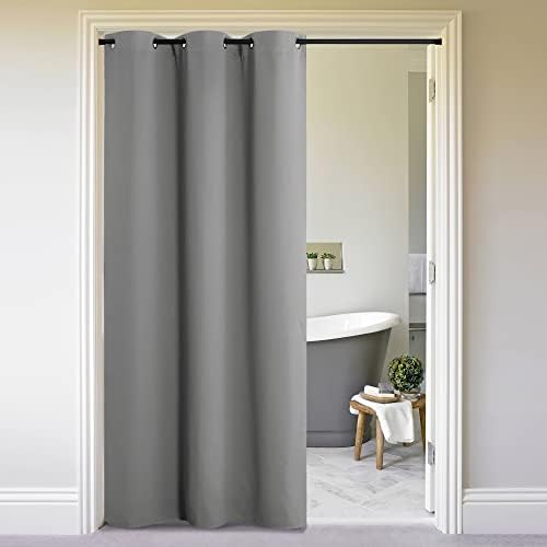 NICETOWN Silver Grey Doorway Curtain Privacy, Door Cover Curtain, Sound Reducing Winter Insulated Thermal Room Darkening Blackout Curtains for Bedroom, 132 inch Length (1 Panel, 5ft Wide by 11ft Long) by NICETOWN
