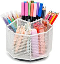 Exerz Desk Organizer 360 Rotating Pen Holder 5 Compartments Caddy White by Exerz