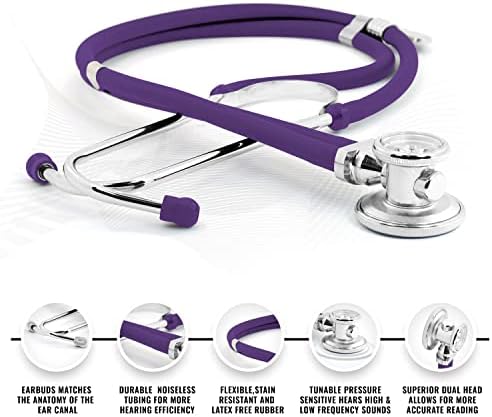 ASA TECHMED Nurse EMT Starter Pack Stethoscope, Blood Pressure Monitor and Trauma 7.5" EMT Shear Ideal Gift for Nurses, Medical Students, Firefighters, Police and Personal Use (Purple) - Image 2