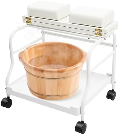 Mjgolui White Foot Bath Cart Salon Trolley Storage Rack for Spa and Home by Unknown