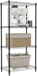 IZEUK 4 Tier Metal Wire Shelf Unit, Black Storage Rack Organizer for Kitchen, Bedroom, Living Room or Laundry Room, 17.7" W x 11.8" D x 41.9" H by IZEUK