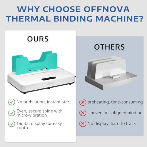 OFFNOVA Thermal Binding Machine 500 Sheets Capacity, No Preheat, Air Cooling, Book Binder Machine with 10 Binding Covers, for A4/A5/Letter Size Business Documents, Office and Homeschool Projects - Image 6