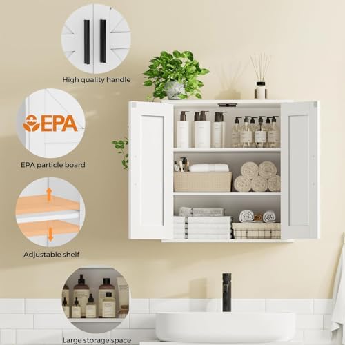 Homleke Bathroom Wall Cabinet, Medicine Cabinet with Adjustable Shelves - Image 4