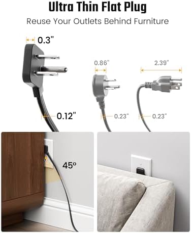 SUPERDANNY 15Ft Extension Cord with Multiple Outlets, Flat Plug Power Strip - Image 7