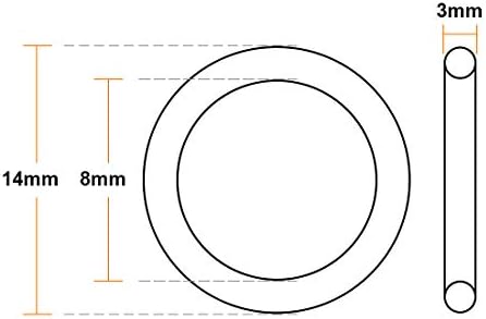 uxcell 5pcs 14x8x3mm Fluorine Rubber O-Rings FKM Sealing Gasket - Image 3