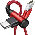 AINOPE USB Type C Cable 3.1A Fast Charger (2-Pack, 10ft+10ft) Right Angle USB A to USB C Cable, Resistant Nylon Braided USB C Charger Cable (Red) by AINOPE10yearsforphoneaccessories