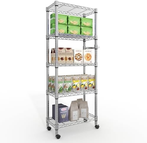 Garvee 61" H Storage Shelves with Wheels 1100LBS Rolling Metal Wire Rack by Garvee