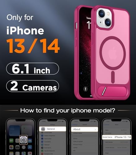 Temdan Magnetic Compatible with iPhone 14 Case/iPhone 13 Case,[Built-in Invisible Kickstand][Compatible with MagSafe][Military Grade Shockproof] Slim Translucent Matte Phone Case for iPhone 14/13 6.1" - Image 2